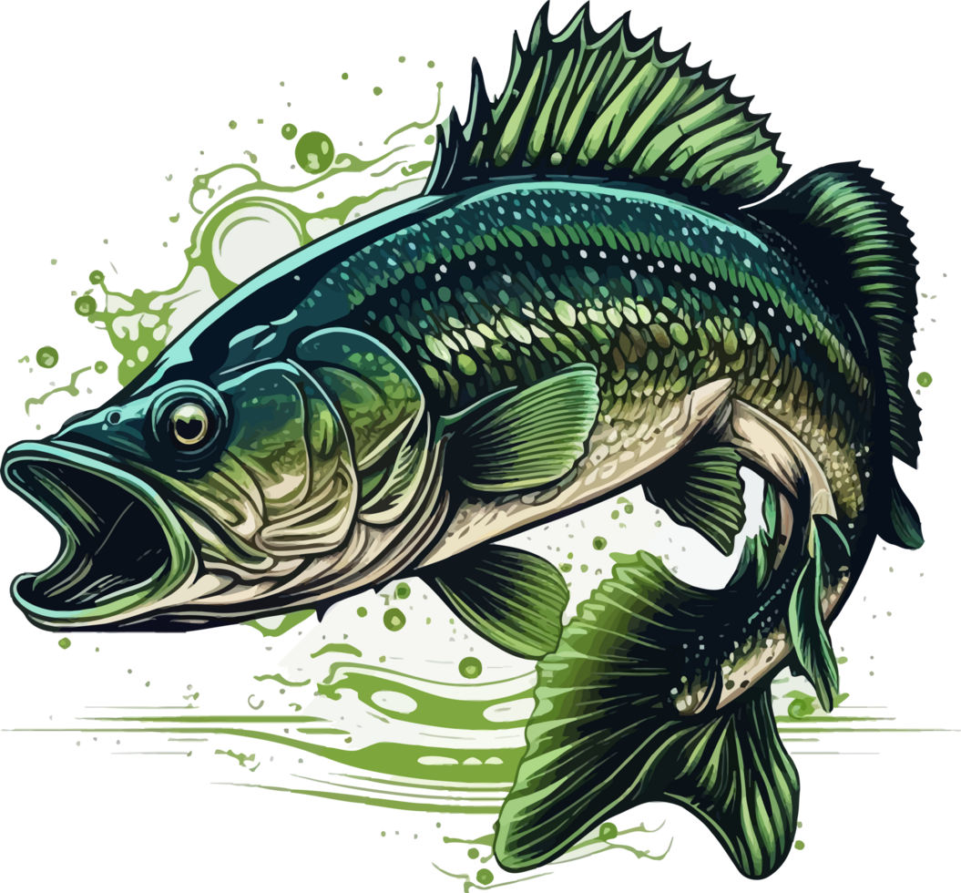 Big bass fish vector cartoon for t shirt Big bass fish t shirt design png