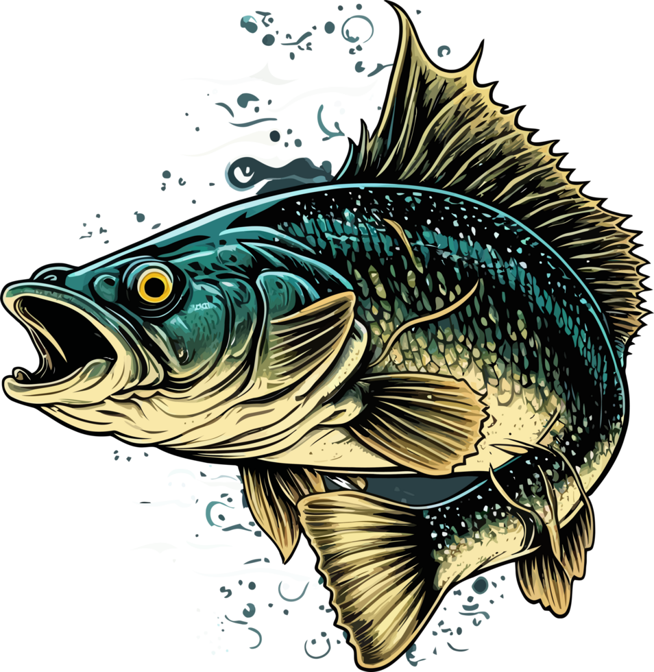 Big bass fish vector cartoon for t shirt Big bass fish t shirt design png