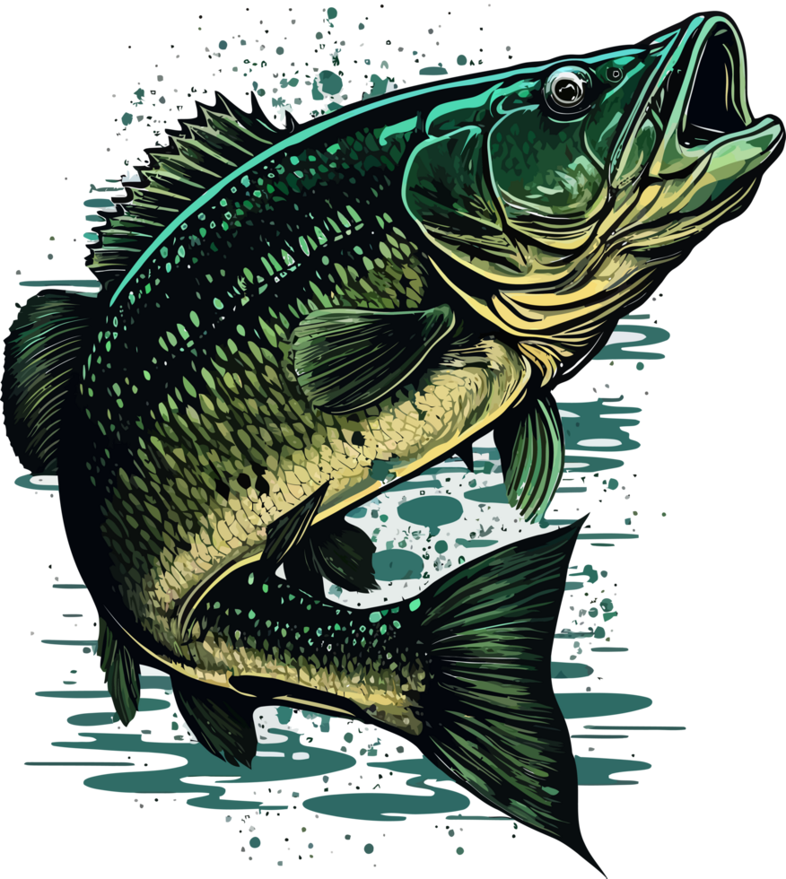 Big bass fish vector cartoon for t shirt Big bass fish t shirt design png