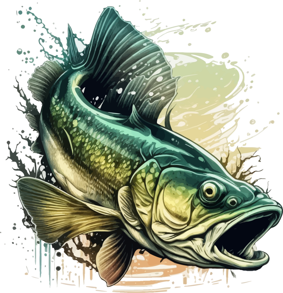 Big bass fish vector cartoon for t shirt Big bass fish t shirt design png
