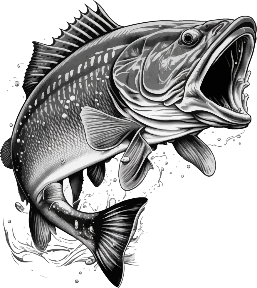 Big bass fish vector cartoon for t shirt Big bass fish t shirt design png