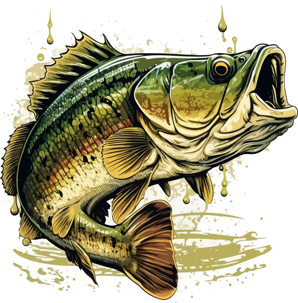 Big bass fish vector cartoon for t shirt Big bass fish t shirt design png