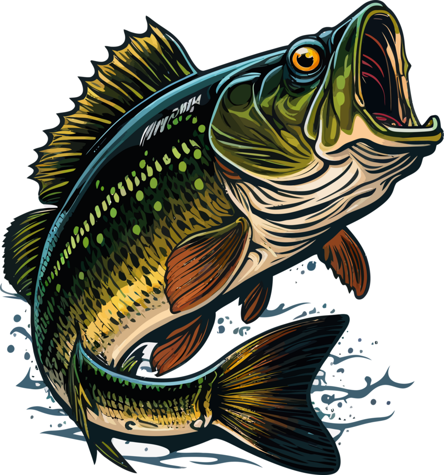 Big bass fish vector cartoon for t shirt Big bass fish t shirt design png