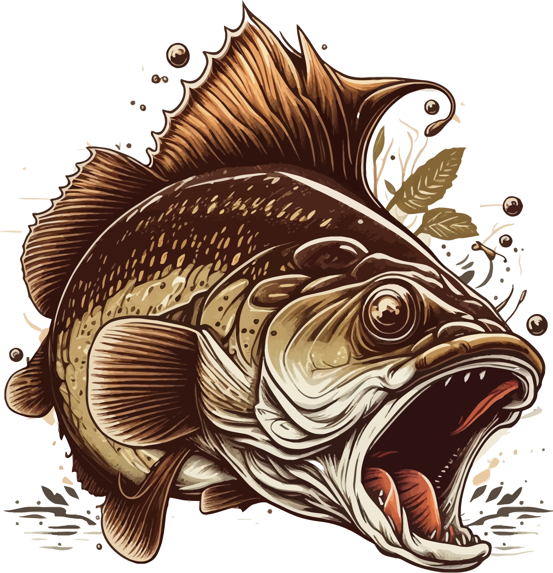 Big bass fish vector cartoon for t shirt Big bass fish t shirt design