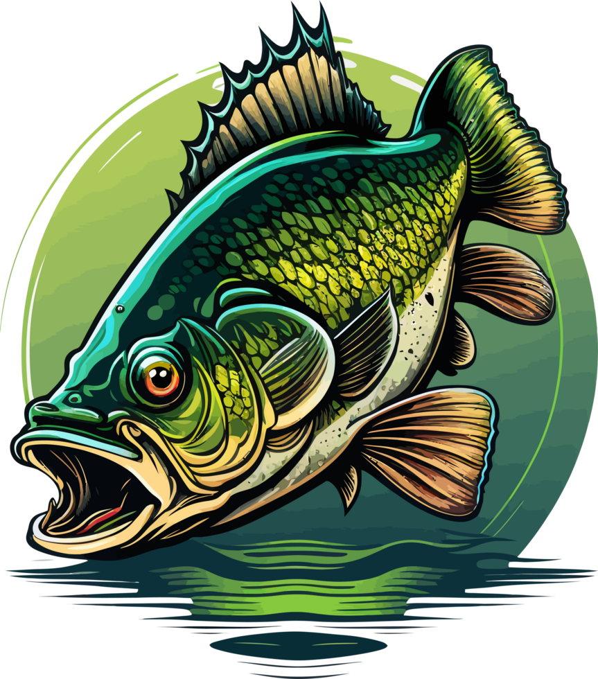 Big bass fish vector cartoon for t shirt Big bass fish t shirt design png