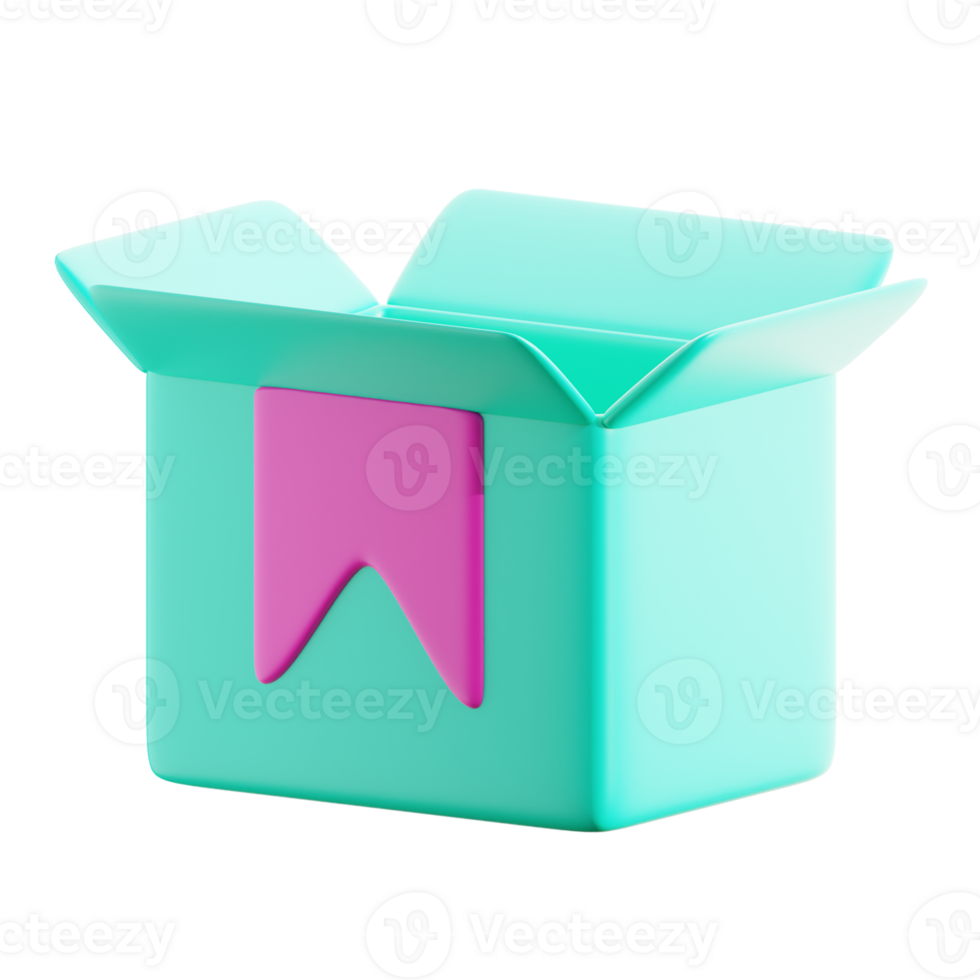 3D Packaging Box illustration for landing page Icon, Market place, social media, online shopping, 3D Rendering png