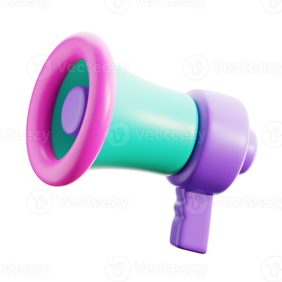 3D Megaphone illustration for landing page Icon, Market place, social media, online shopping, 3D Rendering png