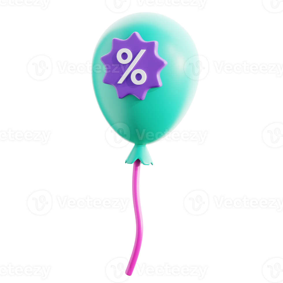 3D Balloon Property Discount illustration for landing page Icon, Market place, social media, online shopping, 3D Rendering png