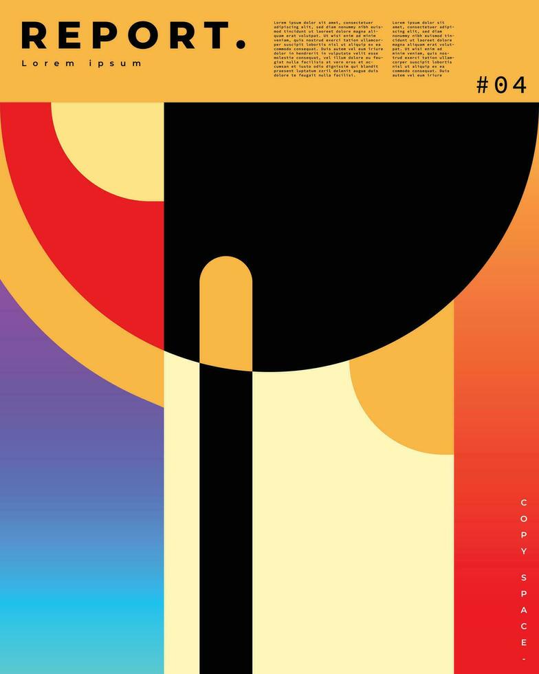 Abstract geometric background template copy space. Square, triangle, and circle shapes. Contemporary art poster or banner design for event, festival, branding, or advertising graphic element. vector