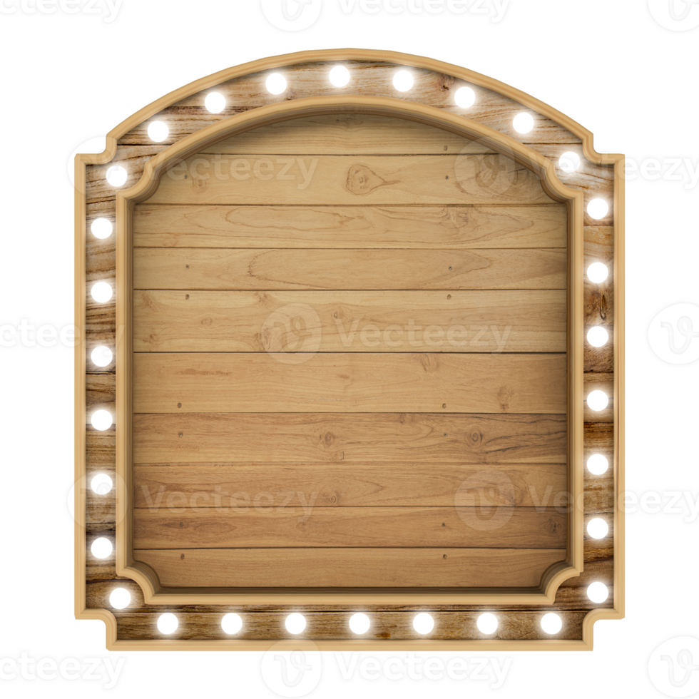 wood sign with light 3d render png