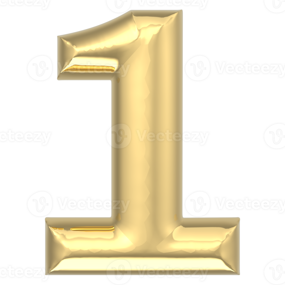 Gold Number 1 3D Render png