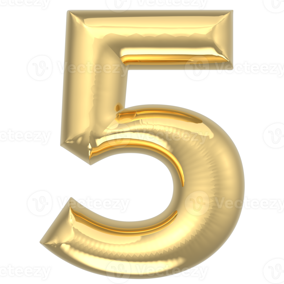 Gold Number 5 3D Render png