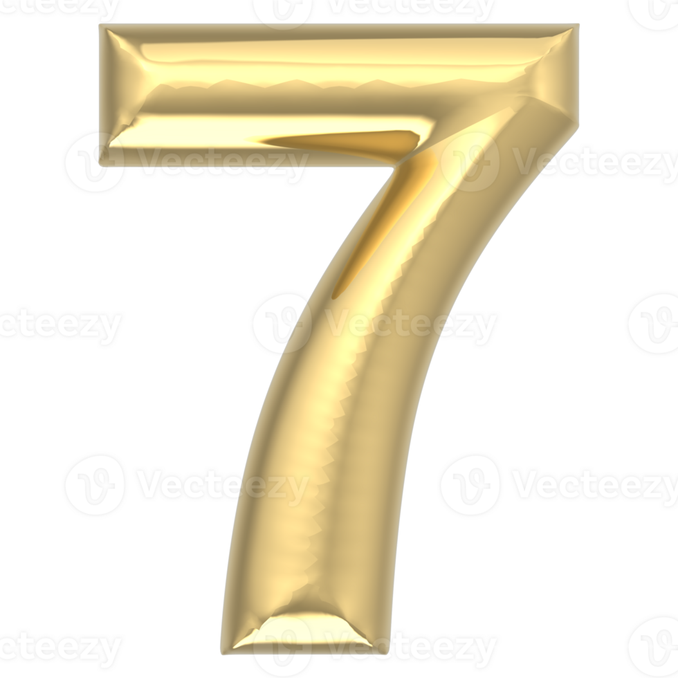 Gold Number 7 3D Render png