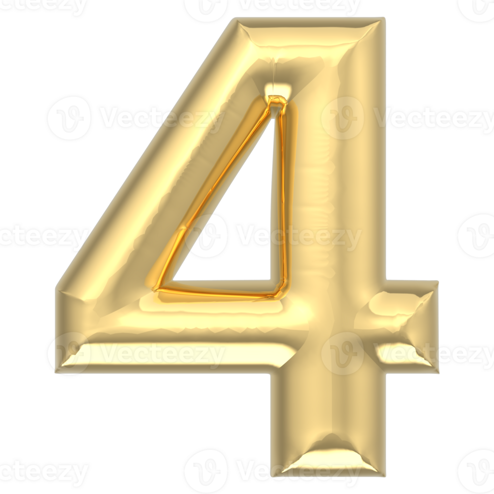 Gold Number 4 3D Render png