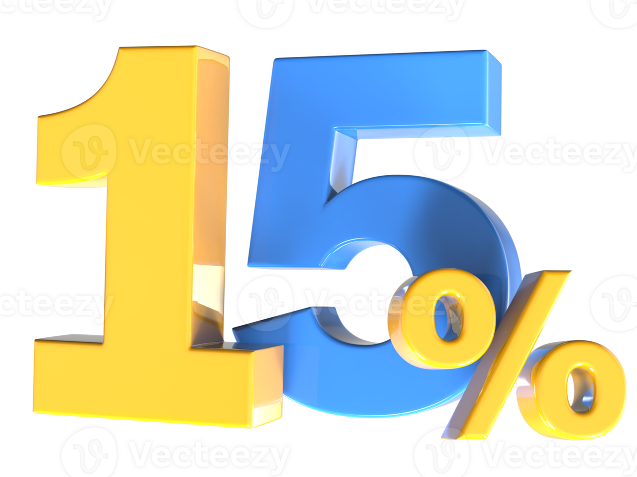 15 Number Gold 3D Render png