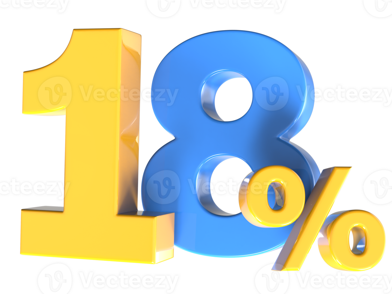 18 Number Gold 3D Render png