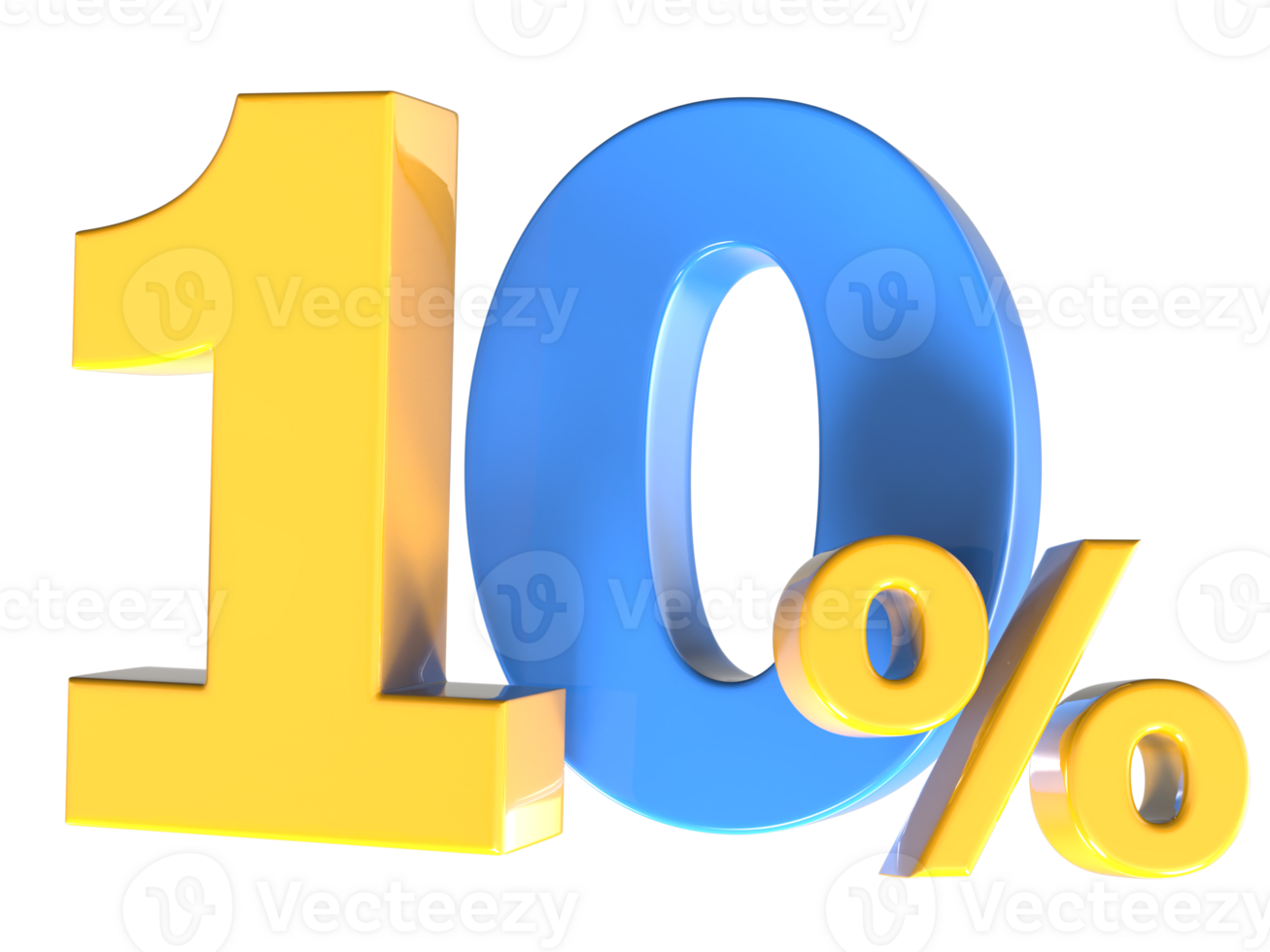 10 Number Gold 3D Render png