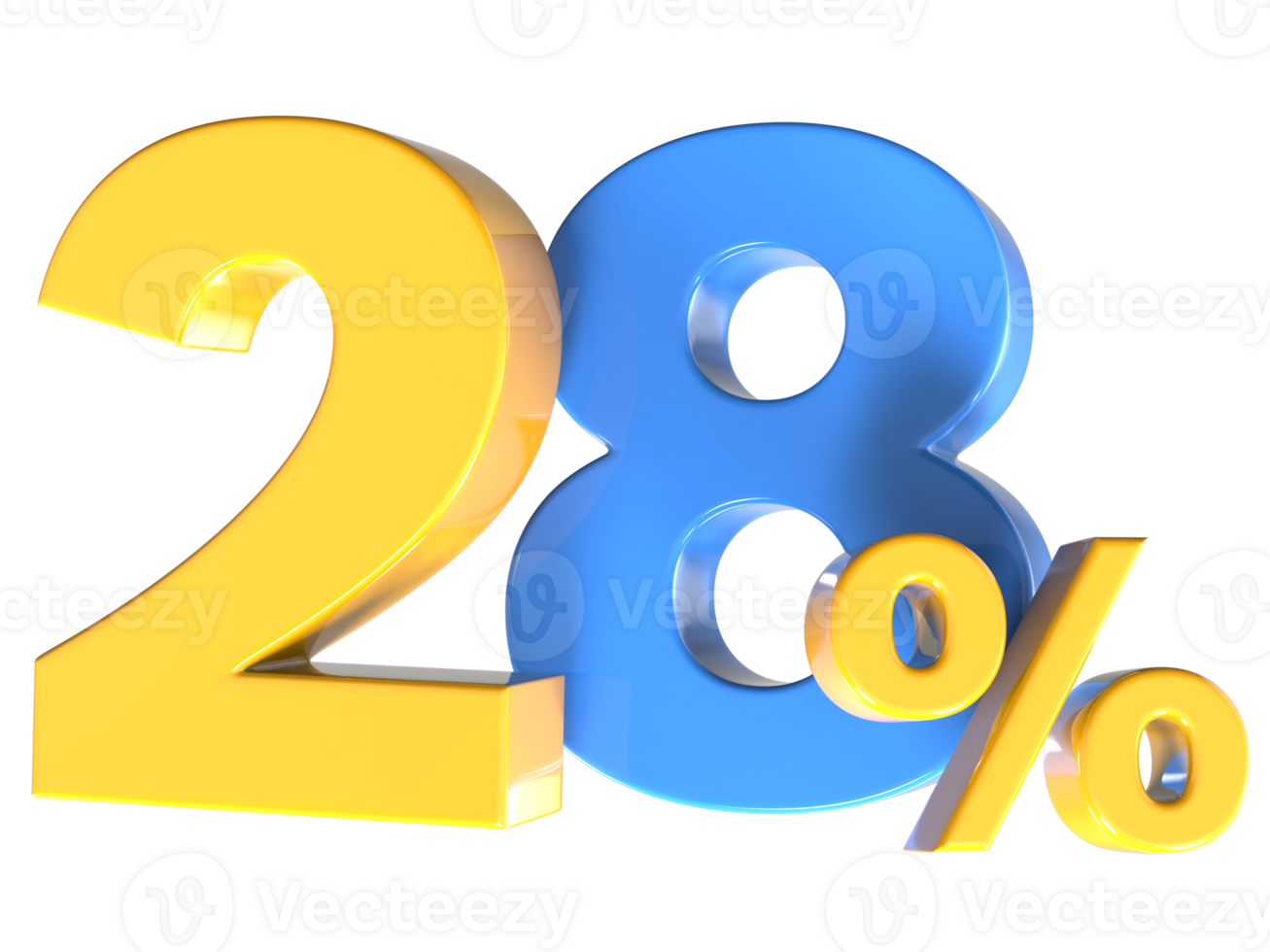 28 Number Gold 3D Render png