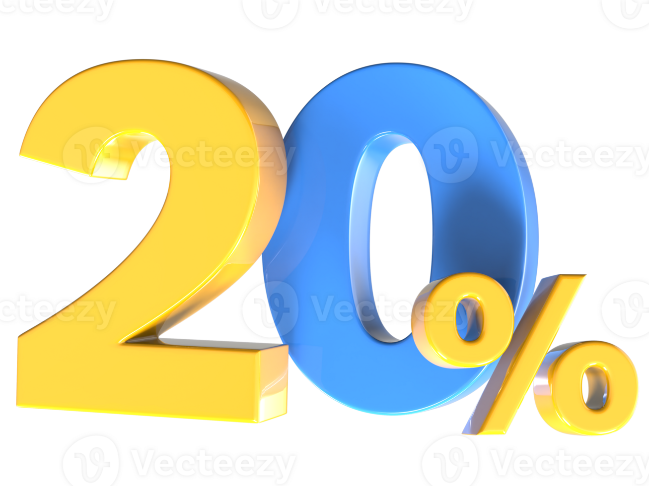 20 Number Gold 3D Render png
