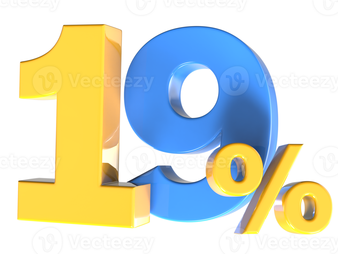 19 Number Gold 3D Render png