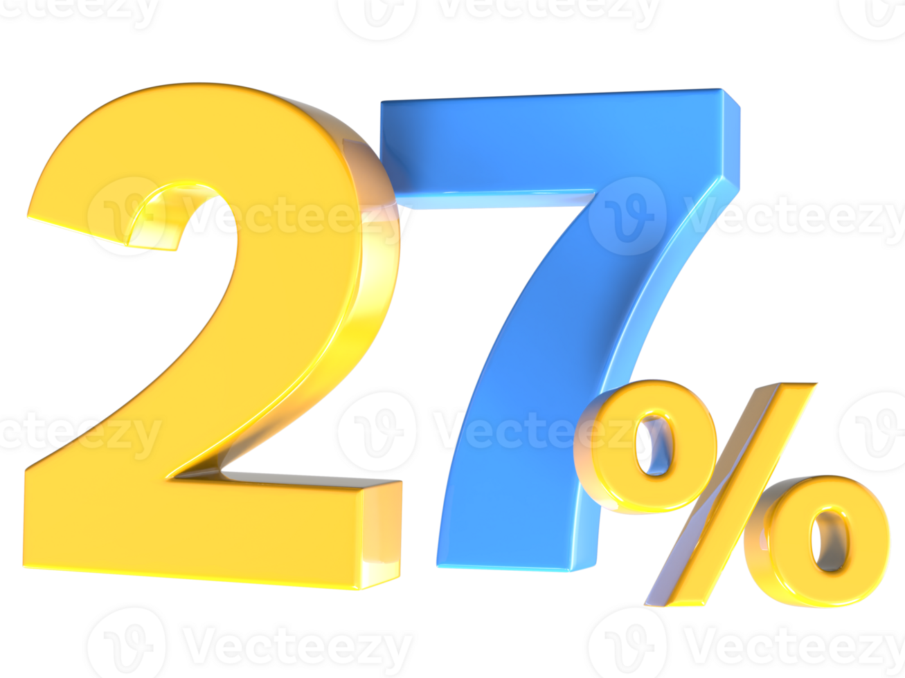 27 Number Gold 3D Render png