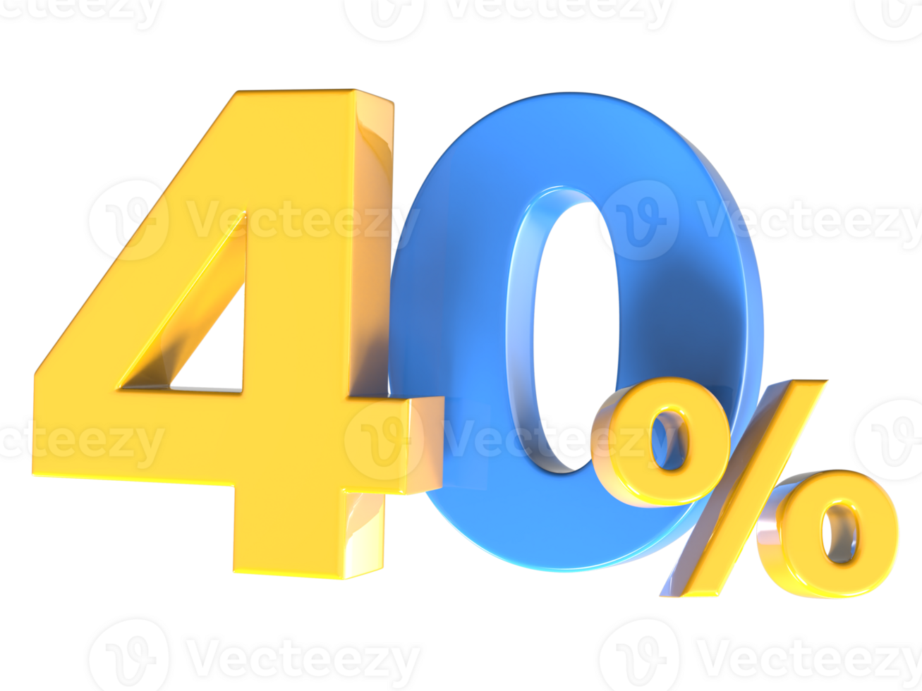 40 Number Gold 3D Render png