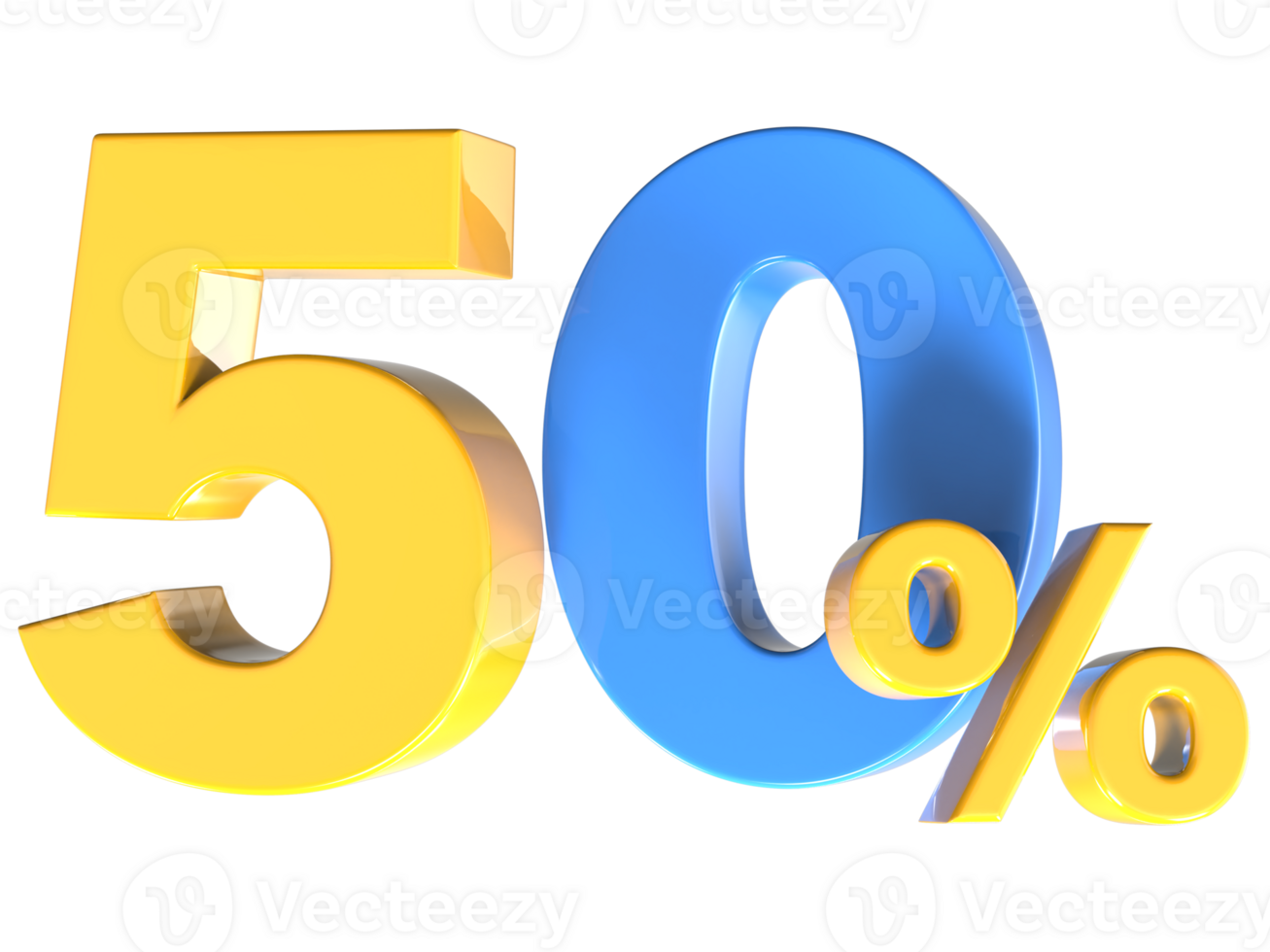 50 Number Gold 3D Render png