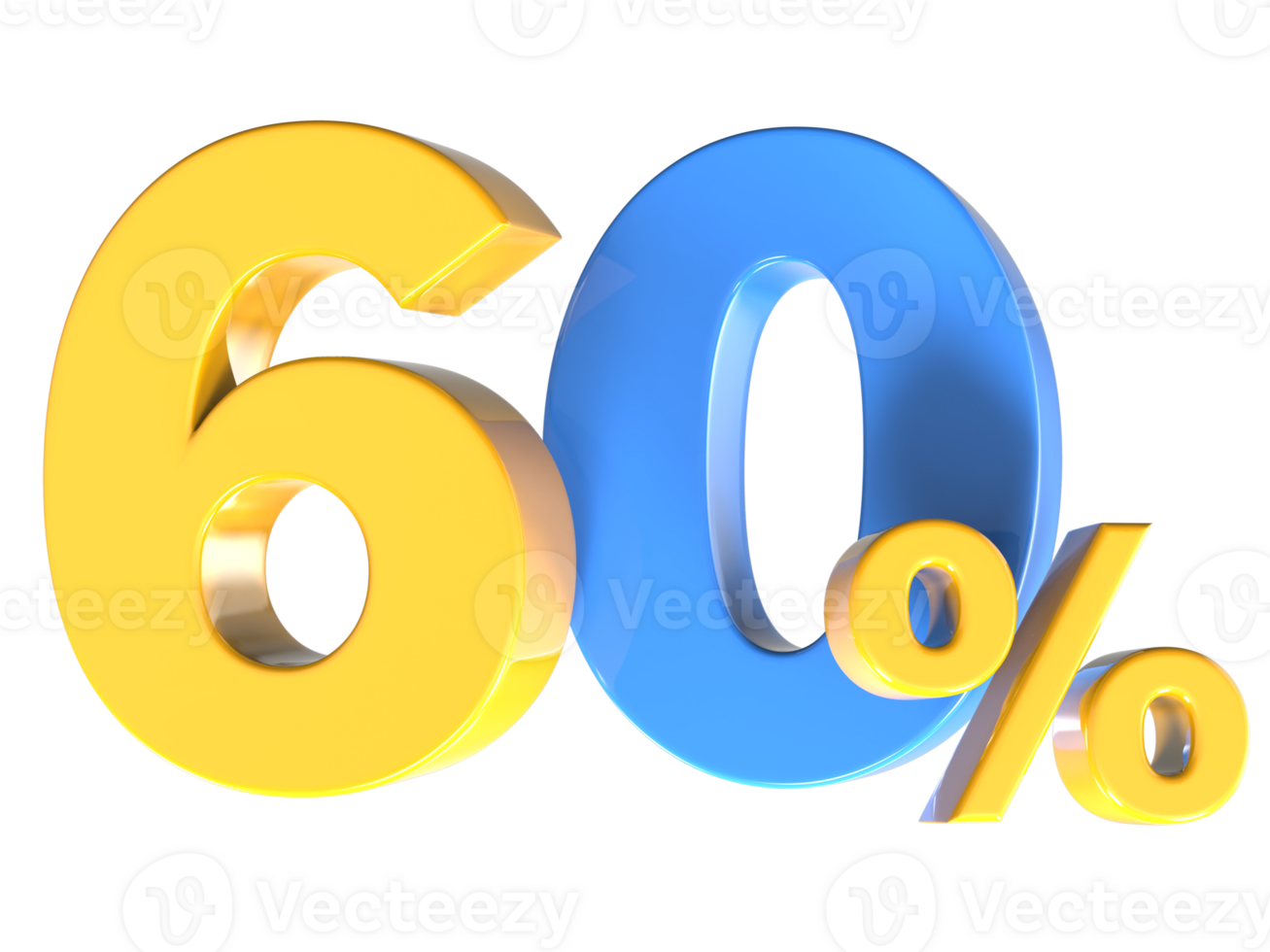 60 Number Gold 3D Render png