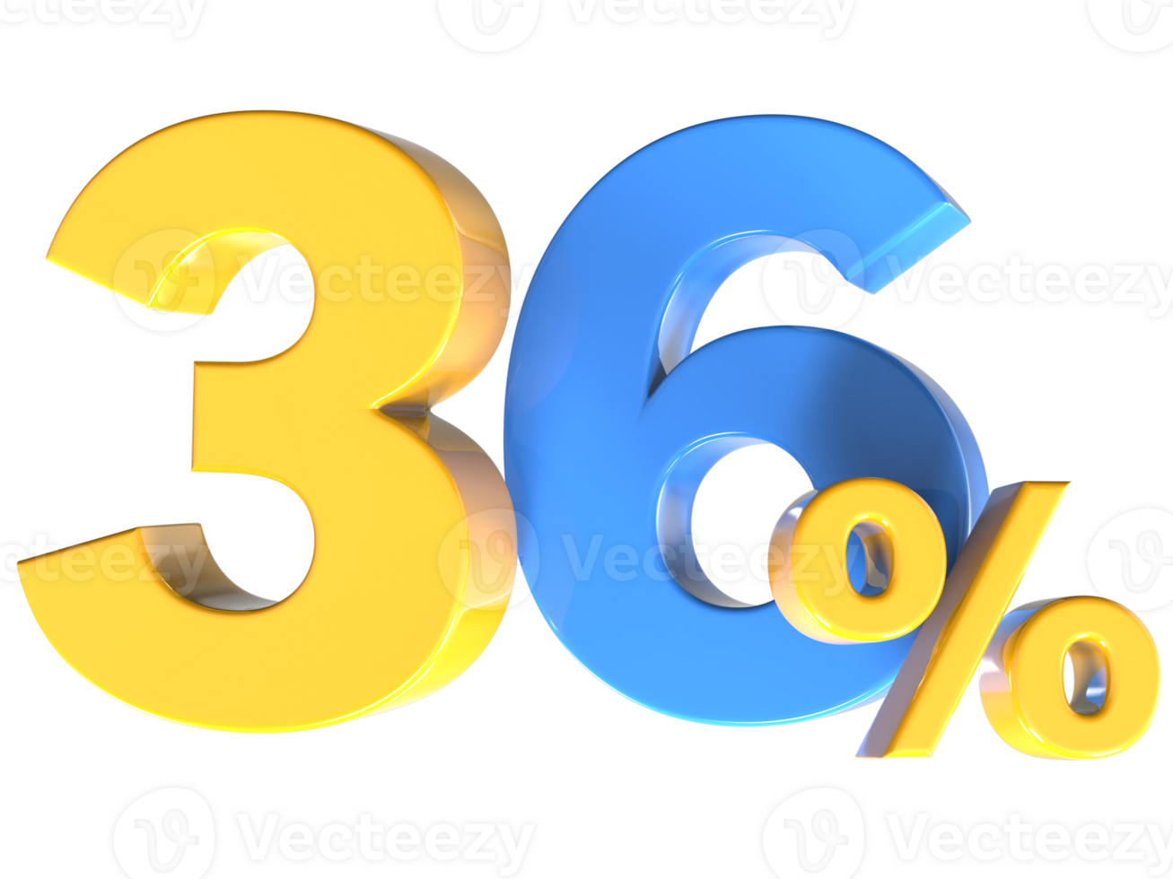 36 Number Gold 3D Render png