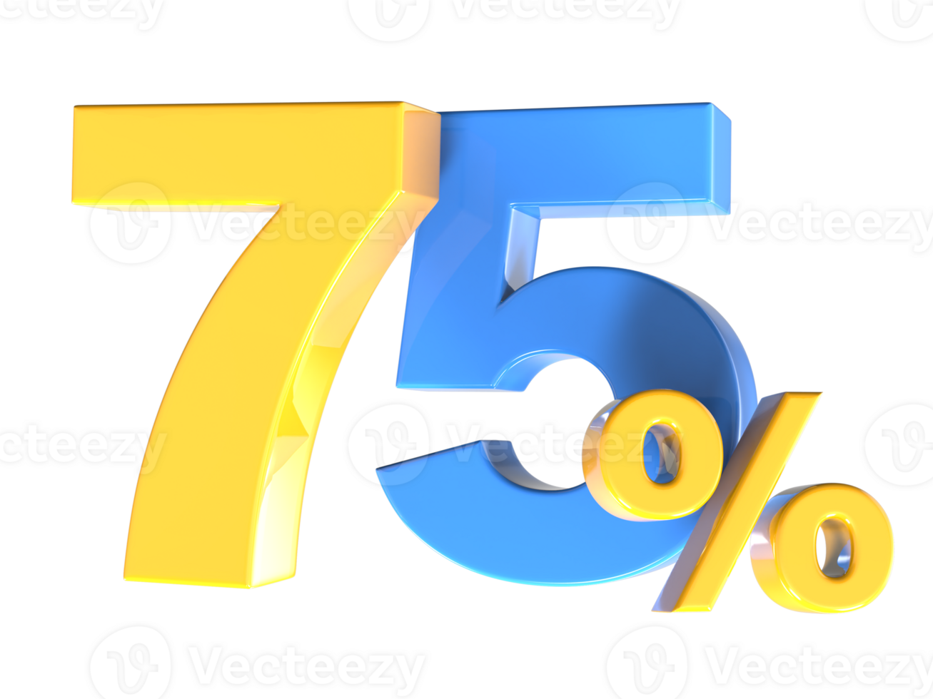75 Number Gold 3D Render png