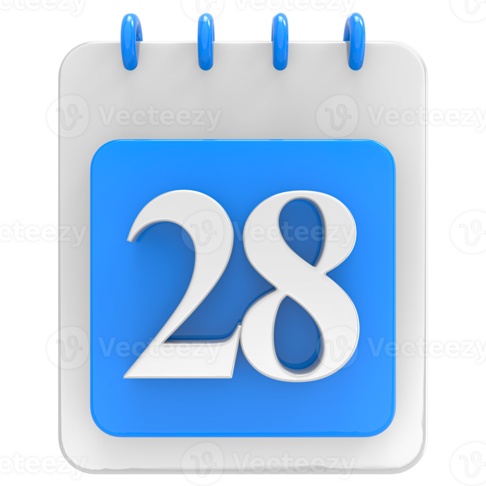 3d render on calendar icon transparent background png