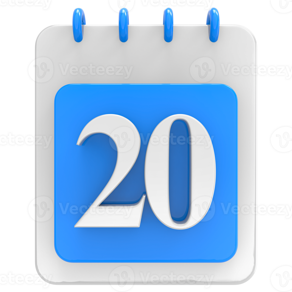3d render on calendar icon transparent background png