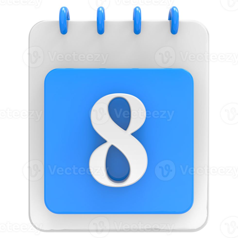 3d render on calendar icon transparent background png