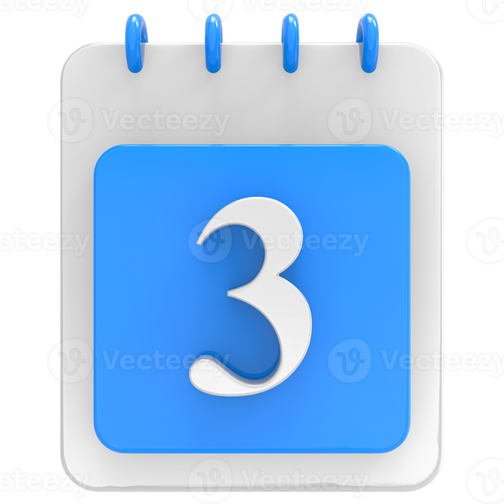 3d render on calendar icon transparent background png