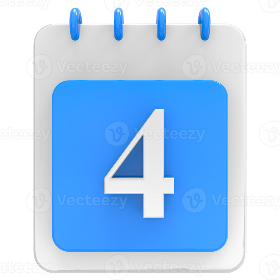3d render on calendar icon transparent background png