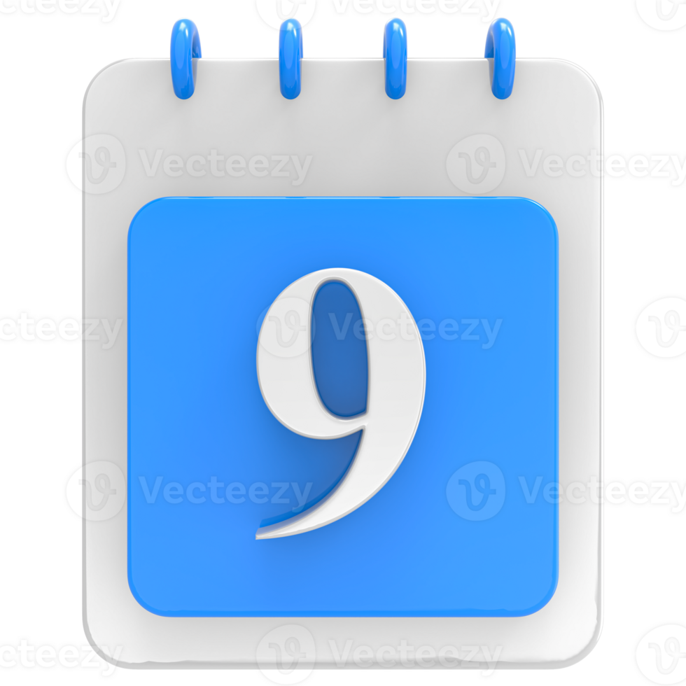 3d render on calendar icon transparent background png