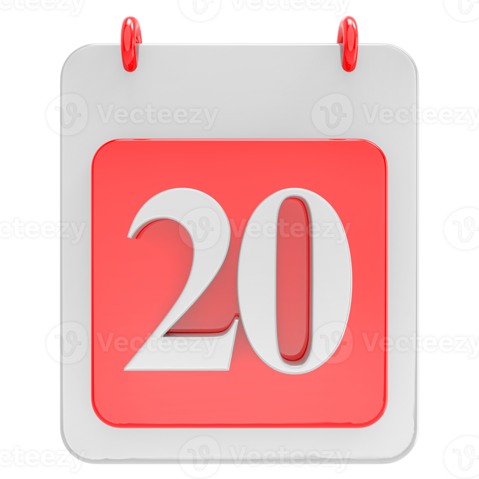 3d render on calendar icon transparent background png