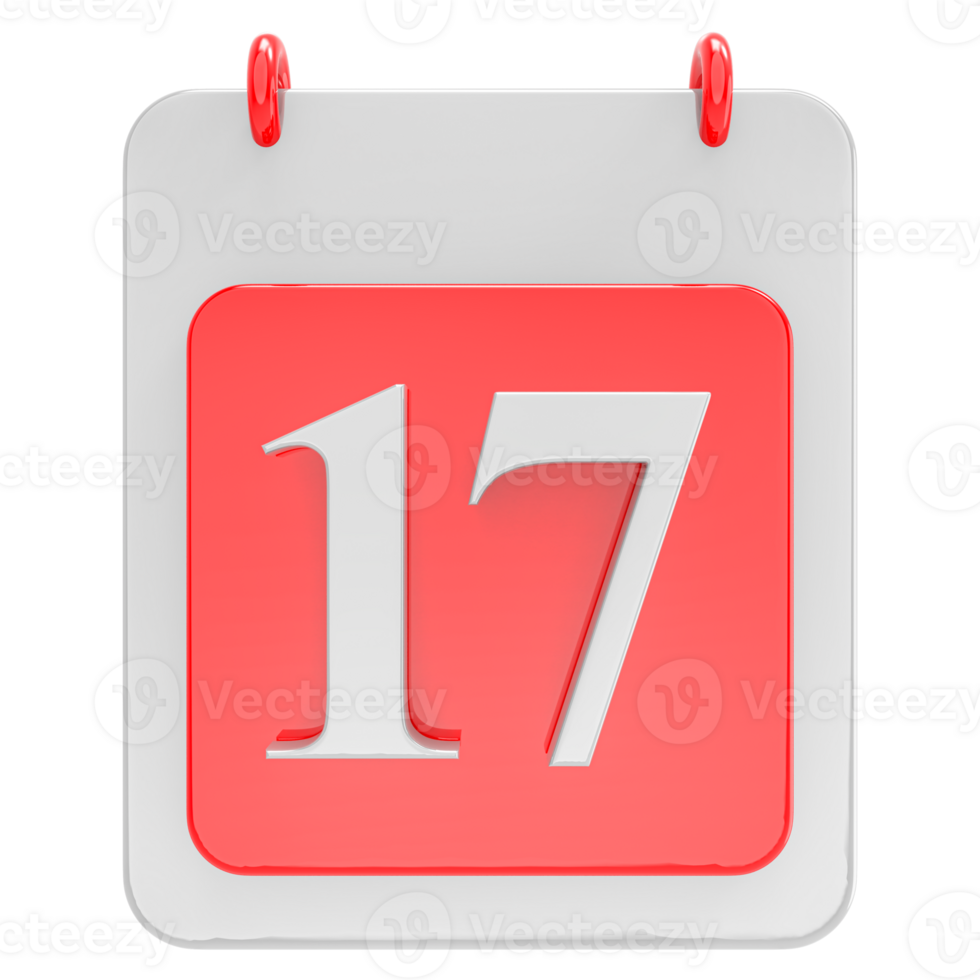 3d render on calendar icon transparent background png