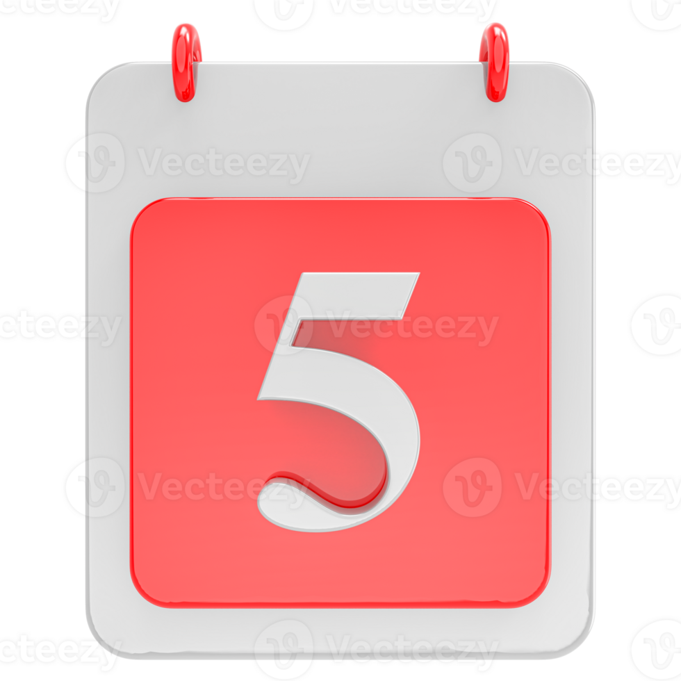 3d render on calendar icon transparent background png