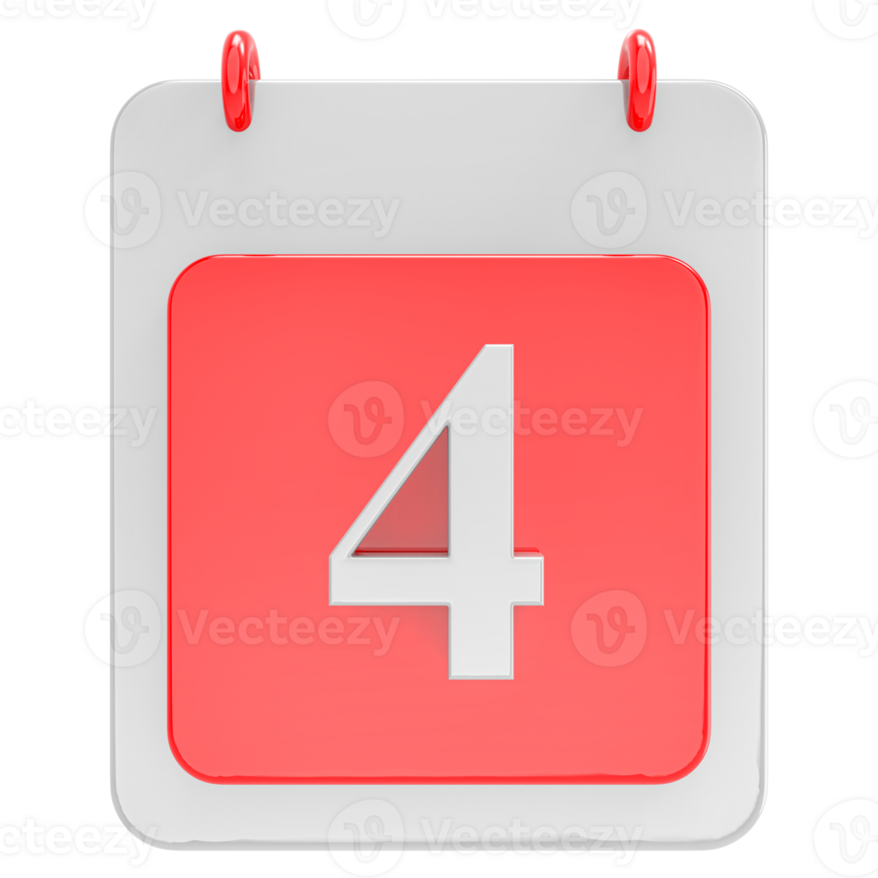 3d render on calendar icon transparent background png