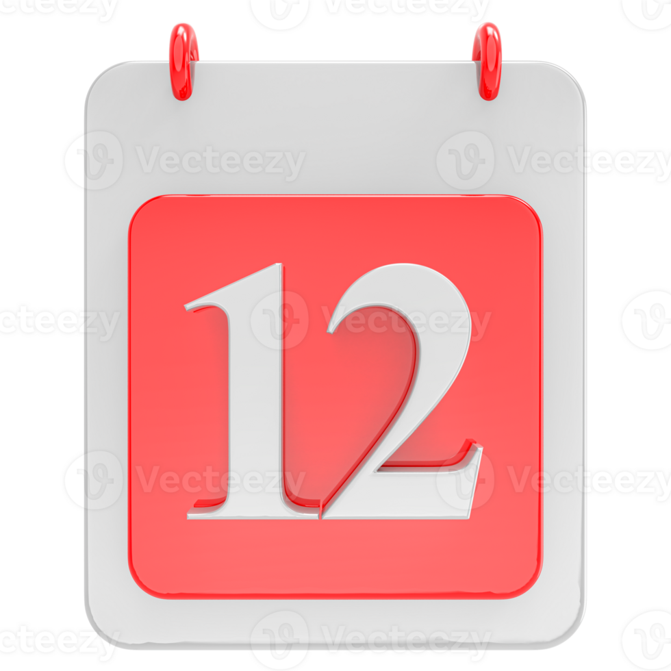 3d render on calendar icon transparent background png