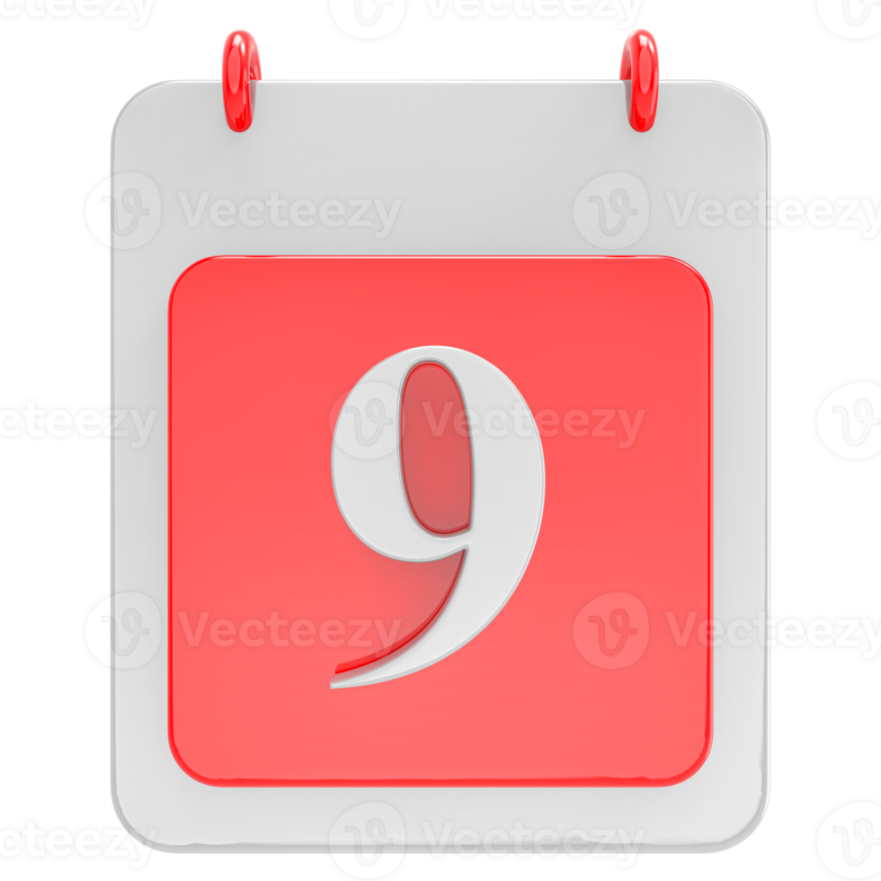 3d render on calendar icon transparent background png