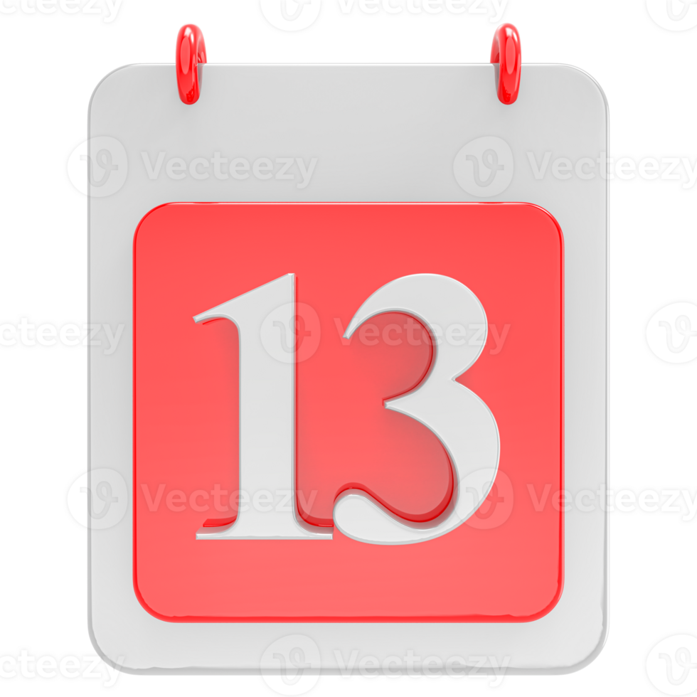 3d render on calendar icon transparent background png