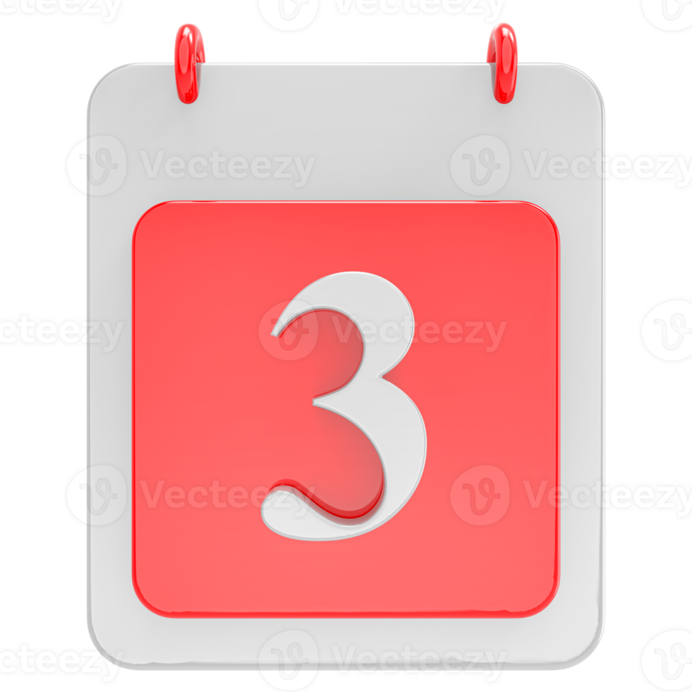 3d render on calendar icon transparent background png
