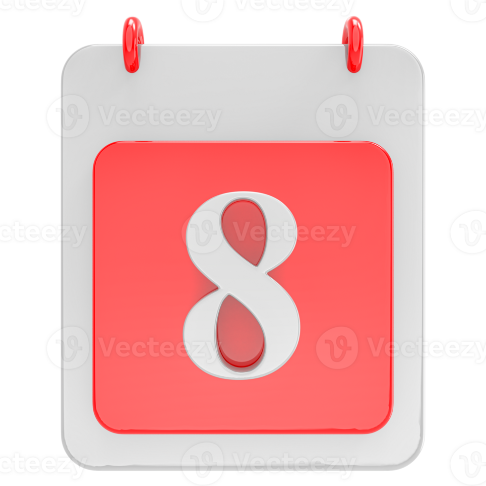 3d render on calendar icon transparent background png