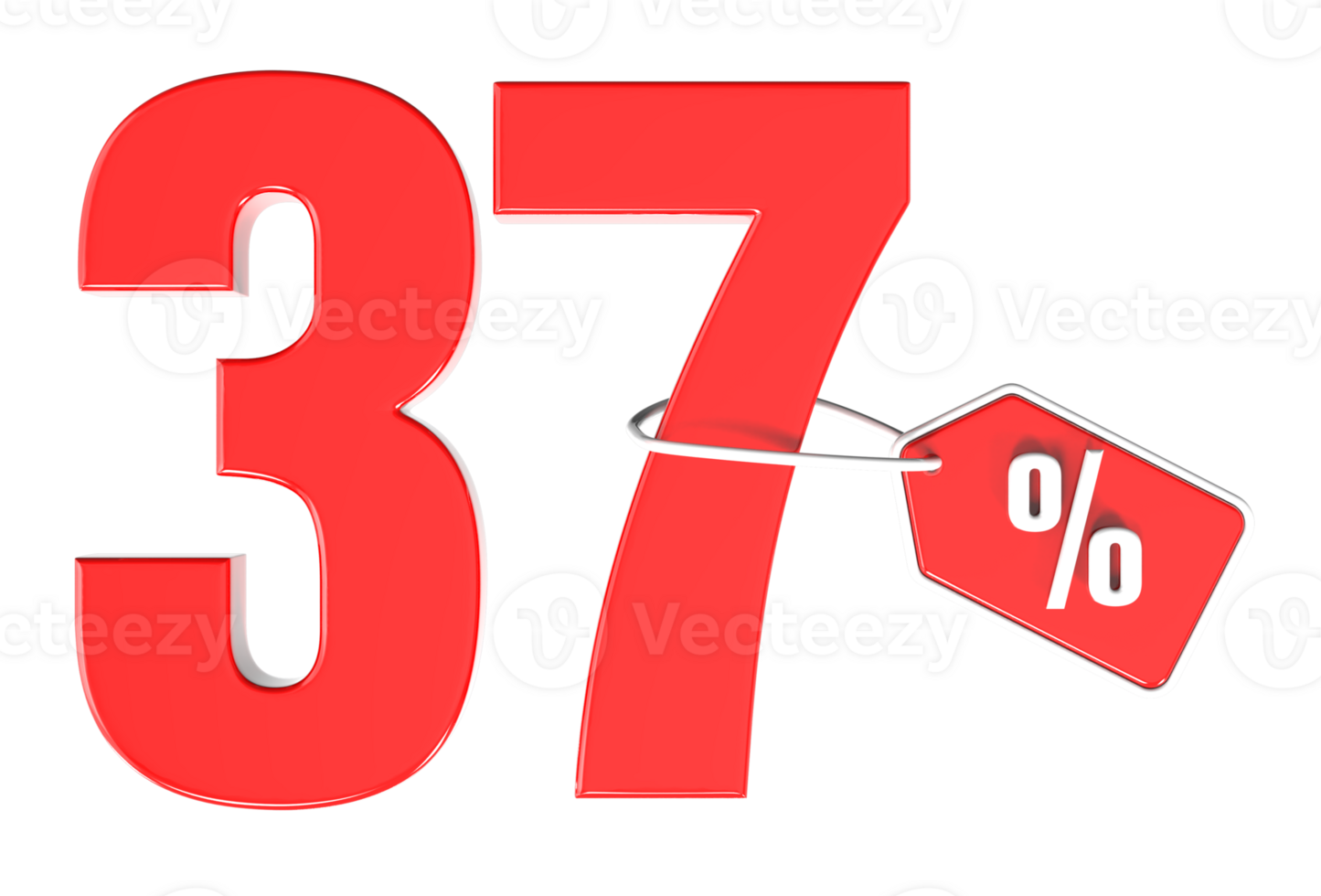 Number percent discount 3d rendering transparent background png