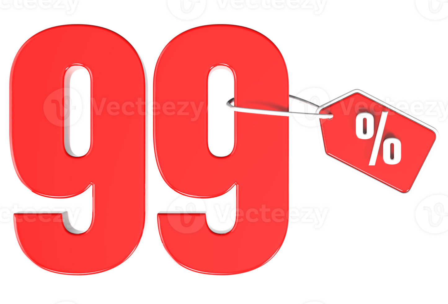 Number percent discount 3d rendering transparent background png