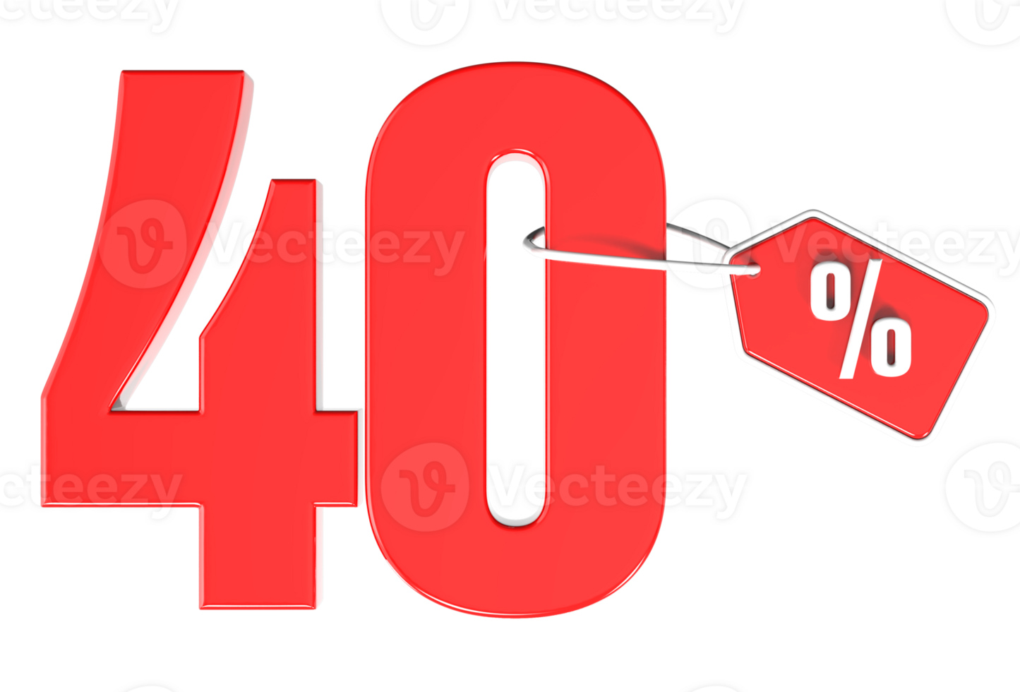 Number percent discount 3d rendering transparent background png