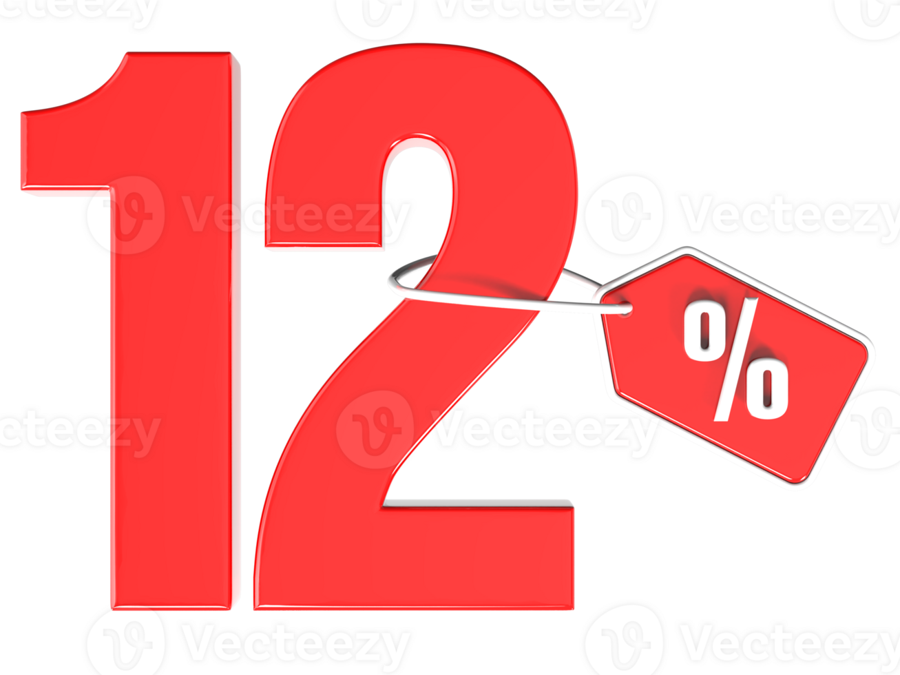 Number percent discount 3d rendering transparent background png