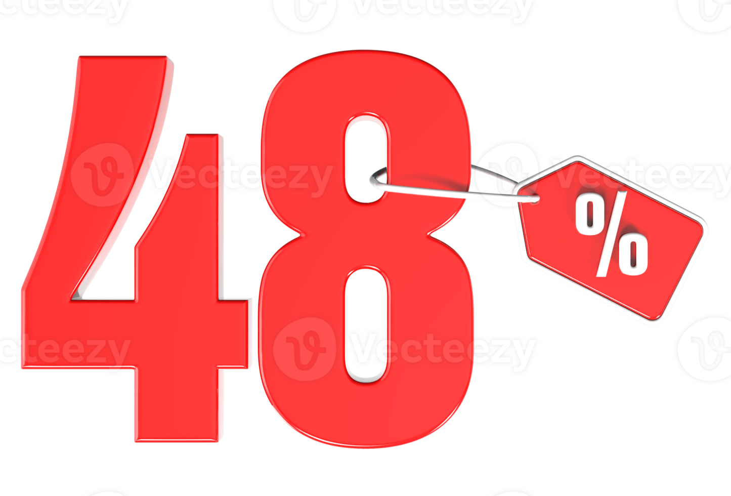 Number percent discount 3d rendering transparent background png